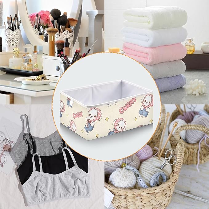 Foldable Storage Bin Waterproof Closet Organizer Box with Handle | Plush Puppy Storage Crate, wipeable, Foldable Hollow Board, Top Handle, For Home Closet
