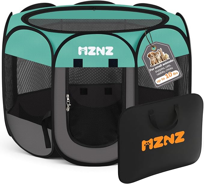 Dog Cat Small Animal Puppy Playpen Crate, Small, Blue | Portable Pop Up Pet Cage Enclosure Tent Kennel Indoor Outdoor with Carrying Case, No Assembly, Camping Use