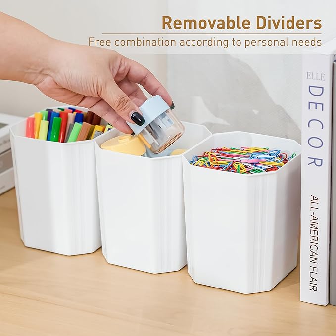 Citylife 17QT 4Packs Clear Craft Organizers and Storage Bins with Lids | Stackable Art Supply Organizer with Tray and 6 Inserts for Markers, Crayons, Pencils, Tools, Playdoh, Coloring Books