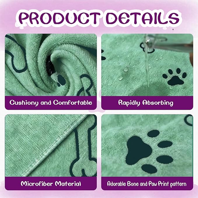 30Pcs Dog Towels for Drying Dogs Bulk 20 x 40 Inch Quick Drying Pet Bath Towels Colorful Pet Grooming Towel Absorbent Microfiber Towel for Small Medium Large Dog Puppy Cat (Teal)