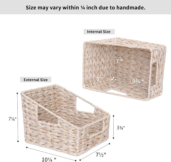GRANNY SAYS Wicker Baskets for Organizing, Wicker Baskets for Storage | Wicker Storage Baskets for Pantry, Open Front Basket for Shelves, Kitchen Storage Baskets, Decorative Basket for Home Decor