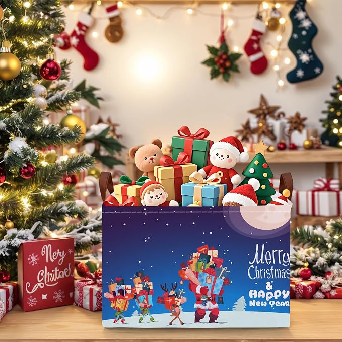 Empty Large Christmas Basket for Gifts Women Collapsible Storage Bin Kids Toy Box Holiday Décor (Santa Claus Gift)