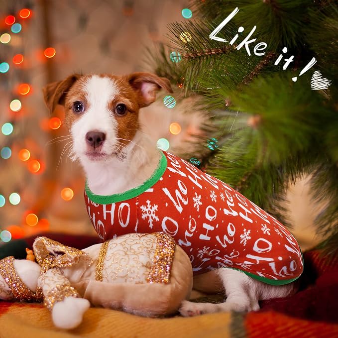 6 Pieces Christmas Dog Clothes Pet Shirts Breathable Puppy Vest Printed Christmas Snowman Reindeer Santa Claus Dog Shirts for Soft Outfit Dogs and Cats (L(8.8lbs-11.1lbs))