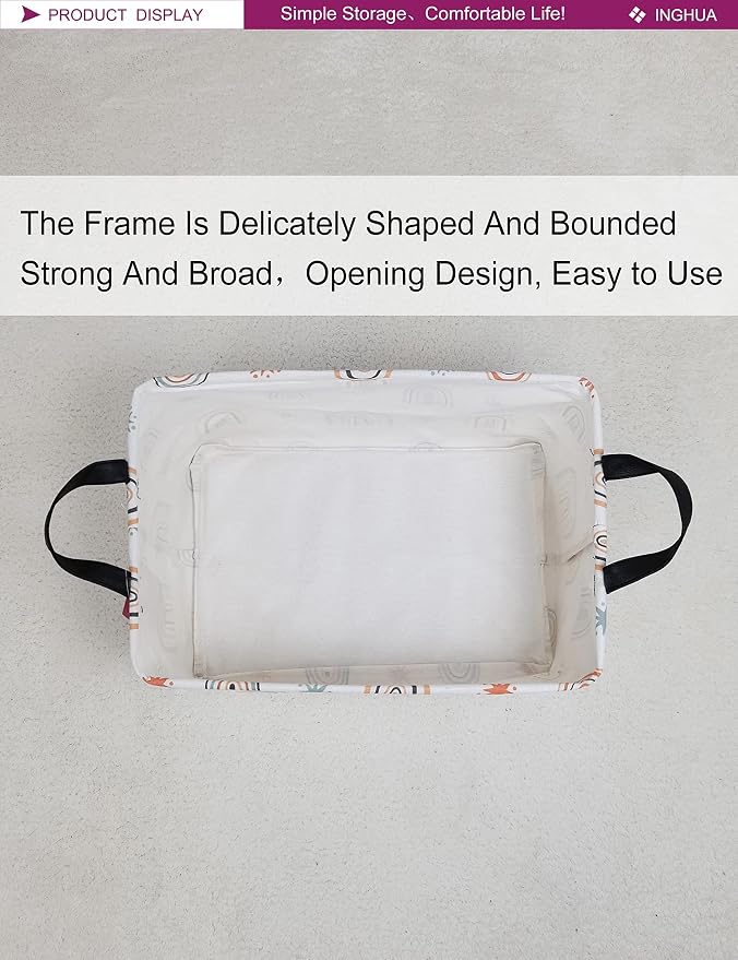 Rectangular Rainbow Storage Basket | Gifts Bag Books,Clothes,Gifts,Pets-Perfect for Home,Office,Nursery,Dorm,Shelf