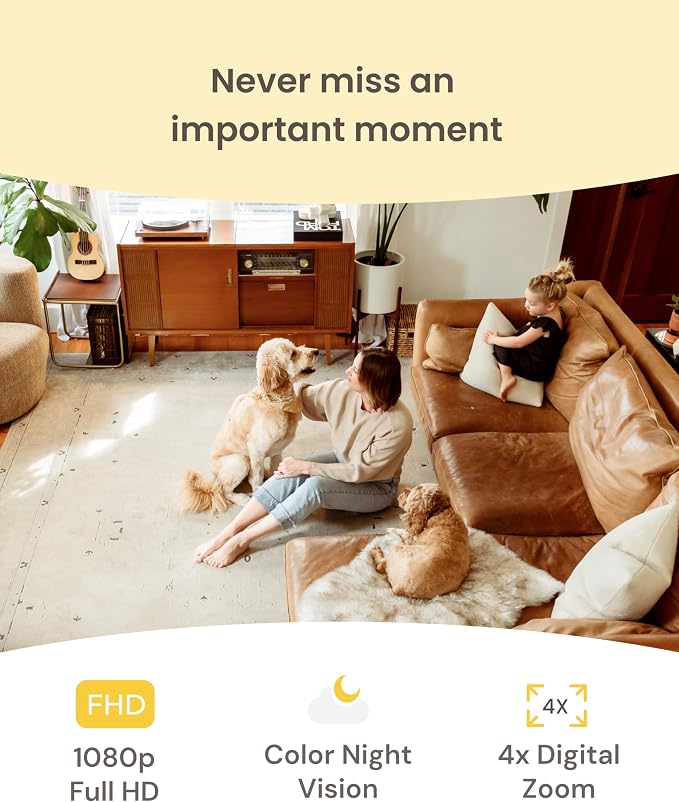 Furbo Mini Pet Camera [No Monthly Fee] | 130° Wide View, Barking/Meowing Alerts, 2-Way Audio, Night Vision, Mountable Design, Pet Monitoring, No AI Alerts or Rotation
