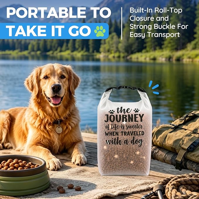 Airtight Dog Food Storage Bag,14 Cups(5lbs) Portable Pet Food Travel Bag With Roll-Top Closure For Travel, Keeps Kibble Fresh For Hiking Camping Rv Road Trip