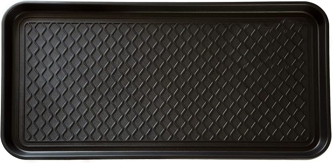 Stalwart 75-ST6012 All Weather Boot Tray-Water Resistant Plastic Utility Shoe Mat for Indoor and Outdoor Use in All Seasons (Black), Large