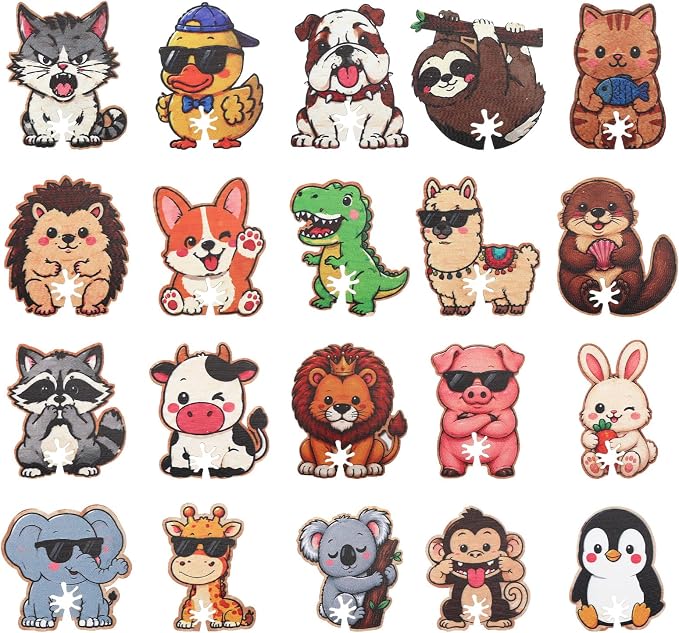 Patelai 20 Pcs 3.94 x 3.94 Inch Fun Animal Shaped Bread Bag Clips Wood Bread Clip Bag Sealerreusable Food Storage Seal Clips Cartoon Shaped Food Storage Holder for Kitchen Snack Organizer