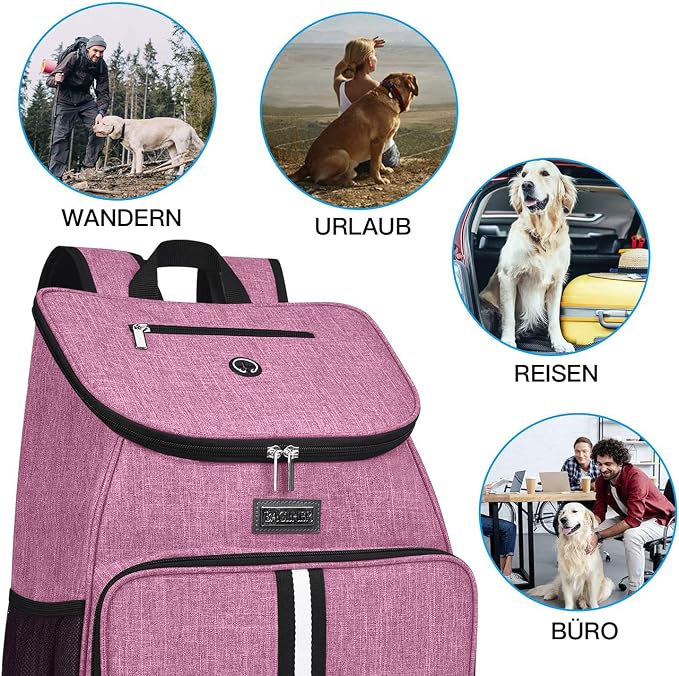 BAGLHER丨Dog Travel Bag, Airline Approved Pet Supplies Backpack, Dog Travel Backpack with 2 Silicone Collapsible Bowls and 2 Food Baskets