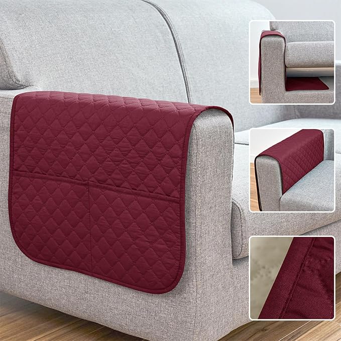 Sofa Armrest Organizer Comfortable Anti-Slip Waterproof | Recliner Arm Protector for Books Tablet Phone TV Remote Cellphone Book Phones Pets Chocolate Remote Control Snack