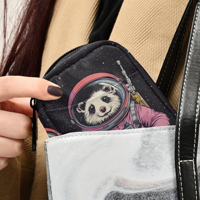 Fustylead Cute Hamster Animal Astronaut Pill Organizers 2 Times A Day Pill Case Bag with Zipper Portable Weekly Pill Dispensers for Vitamin Supplement
