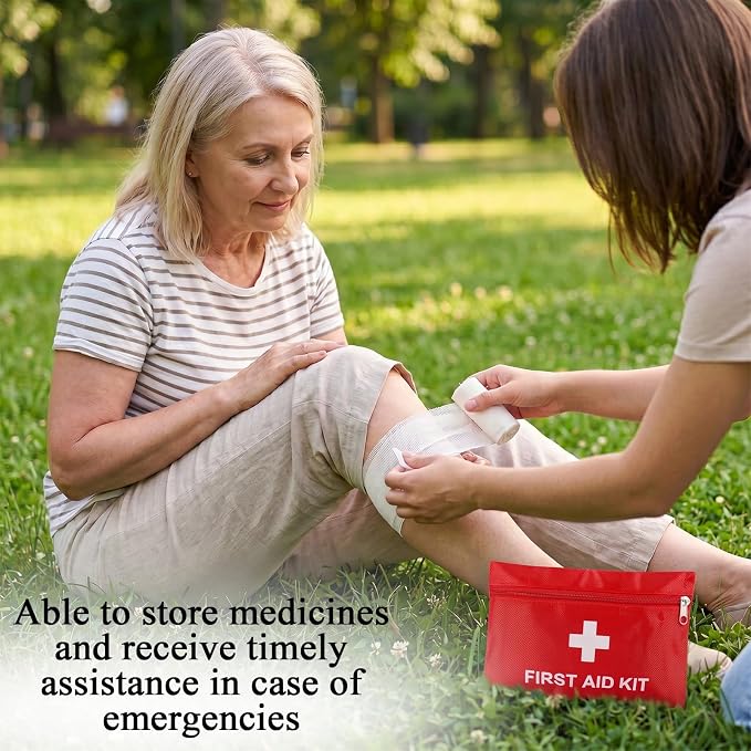 6 Pack Empty First Aid Kit Bag, Small First Aid Pouch Bulk, Water Resistant Travel Medical Organizer, Mini Emergency Supply Storage for Home, Car, Office, Camping, Outdoors (Red, 20x14cm, Bag Only)
