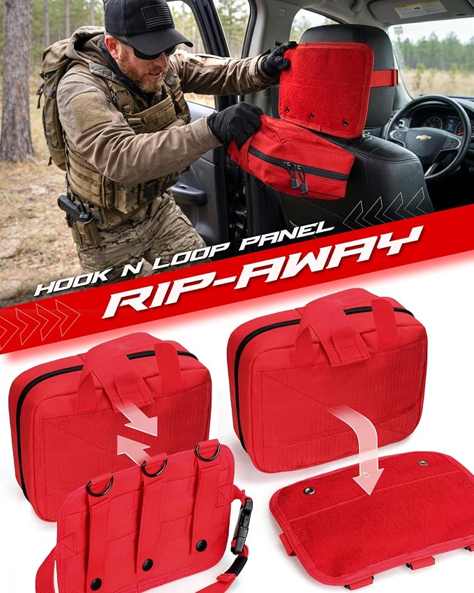 LIVANS Medical Bag, First Aid Bag Empty for Emergency & Trauma Kits | Molle Quick Release Design, Headrest Mount, Includes Flag and Cross Patch,Versatile for Tactical, Camping, Hiking and Travel
