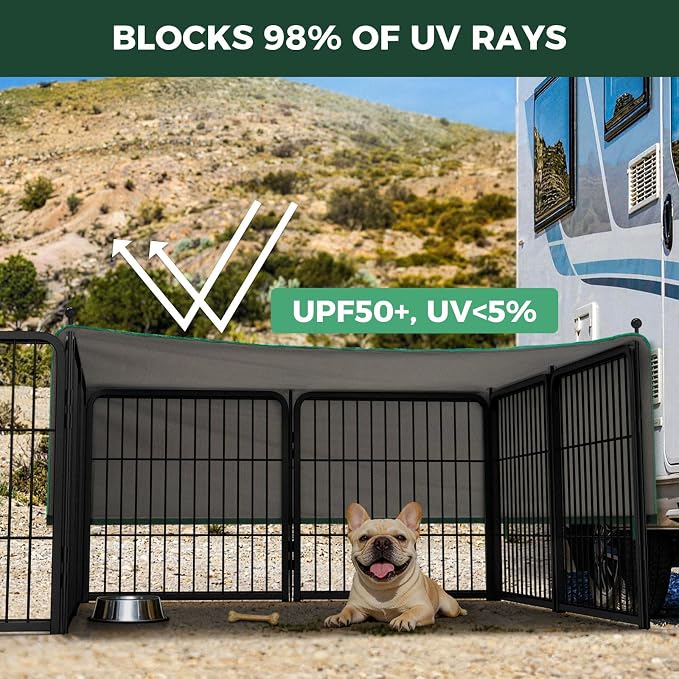FXW Rollick Dog Playpen with Sun Shade, 24"H, 16 Panels | Heavy-Duty & Easy setup Play Area, UPF 50+ Cover Blocks 98% of UV Rays, For Puppies & Small Dogs, Patented
