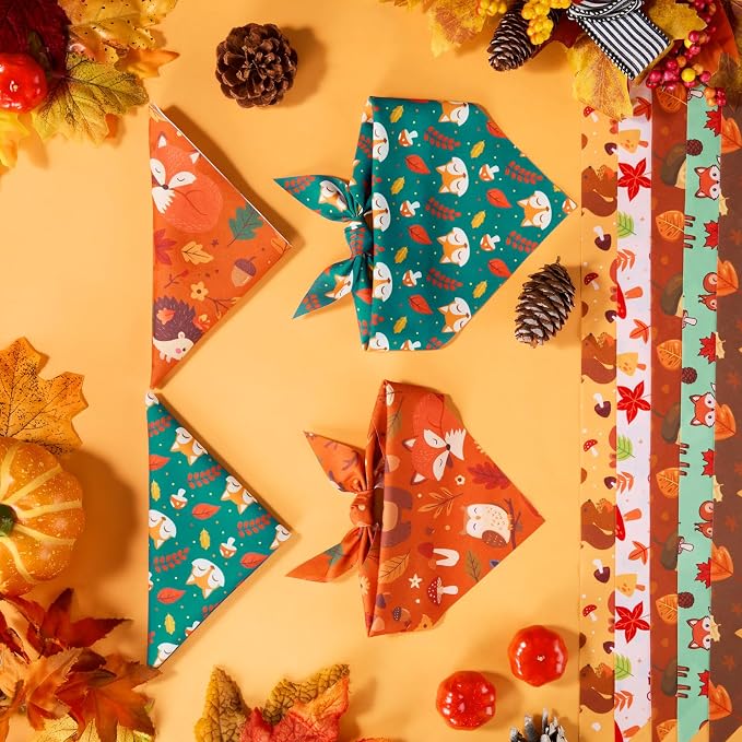 Abbylike 50 Pcs Fall Dog Bandanas Bulk Autumn Leaf Pumpkin Acorn Mushroom