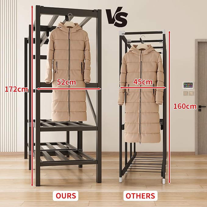 71in Heavy Duty Portable Closet with Cover, 1500lbs Foldable Covered Metal Clothing Wardrobe Closet System, Heavy Duty Garment Rack for Hanging Clothes, for Bedroom, Apartment, Rental Property,Red