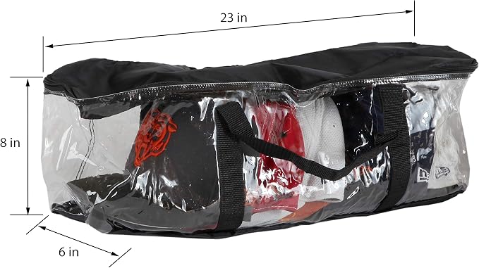 Trenton Gifts Clear Cap Storage Case. Holds 24 Caps. 23" x 6" x 8". Clear Plastic Black Handles. Box with Zipper Closure. Dirt & Dust Protection