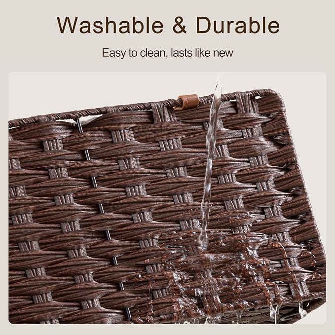 HBlife Large Diaper Caddy Organizer, Washable Waterproof, Portable Plastic Wicker Woven Basket with Divider, Nursery Diaper Station, Baby Shower Gifts Basket & Car Organizer