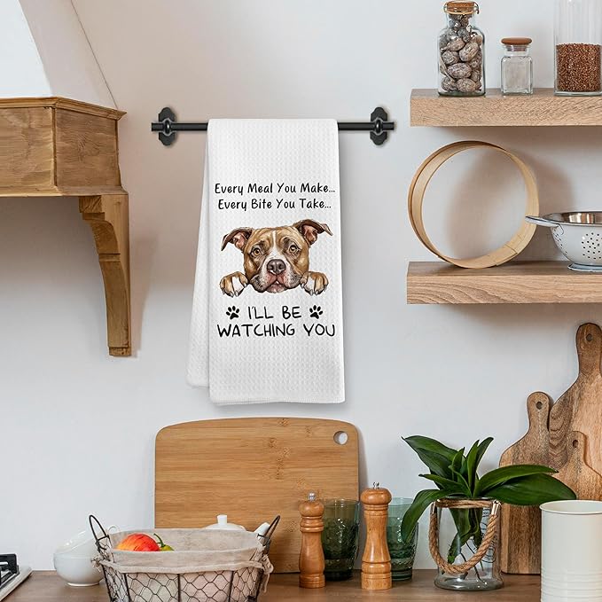 Funny Pitbull Pit Bull Dog Kitchen Towels Accessories Decor, Pitbull Pit Bull Dog Mom Gifts for Pitbulls Lovers Women Men Owner, Every Meal You Make Dish Hand Tea Towels for Kitchen,16x24Inch