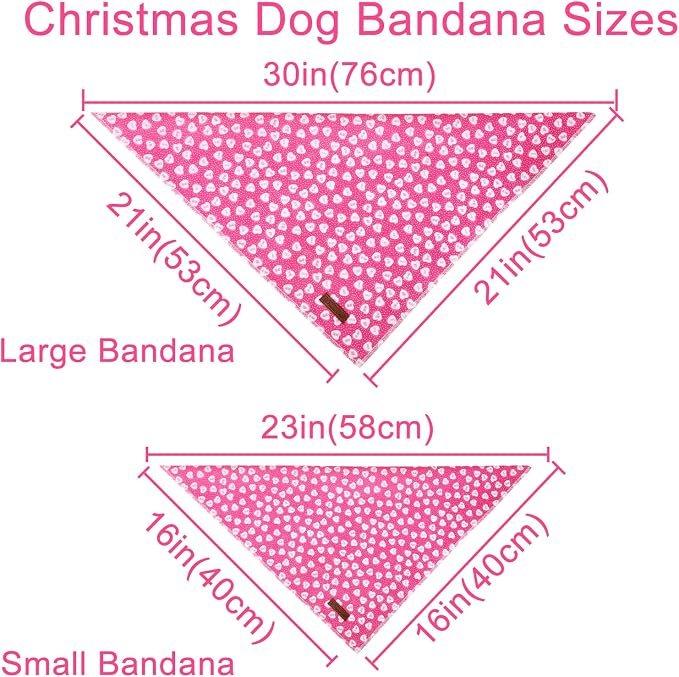 Valentine Dog Bandana, Pink Heart Triangle Bid Scarf for Small Medium Dog, Cotton Pet Kerchief for Girl Boy Dogs or Cats, Red Dog Bandana, Cute Adorable Puppy Bandana