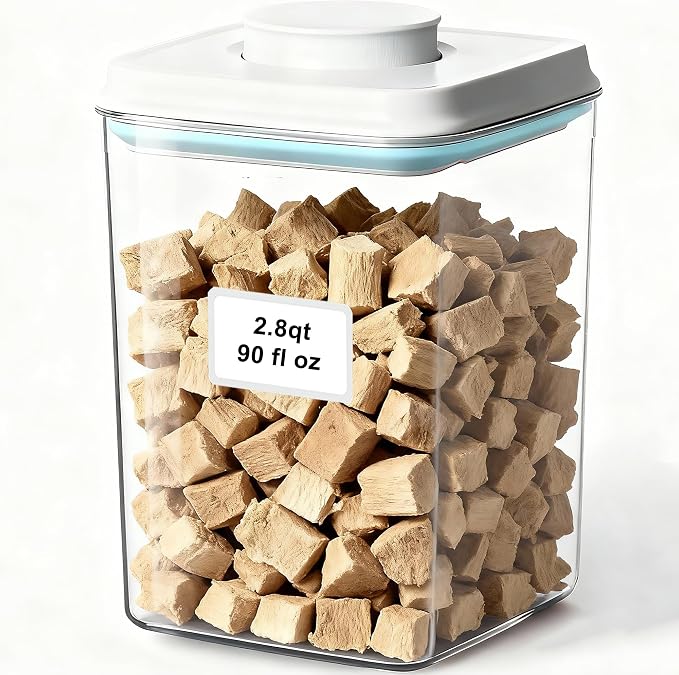 Dog Cat Pop Food Storage Container Airtight Pet Treat Container 2.8qt *1 | Airtight Dog Food Container for Kibble & Treats, BPA-Free Stackable Pop Up Lid Plastic Container One-Touch Opening