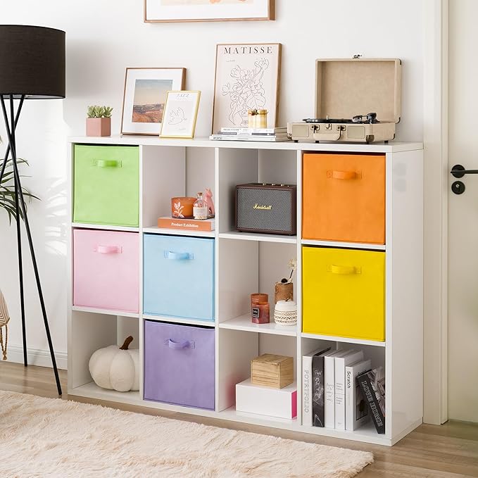 GRANNY SAYS 13 Inch Cube Storage Bins, Pastel Color, 6-Pack | Collapsible, Colorful Fabric Storage Bins with Thickened Base Plate, Sturdy Handles, Decorative Baskets for Shelves, Closet
