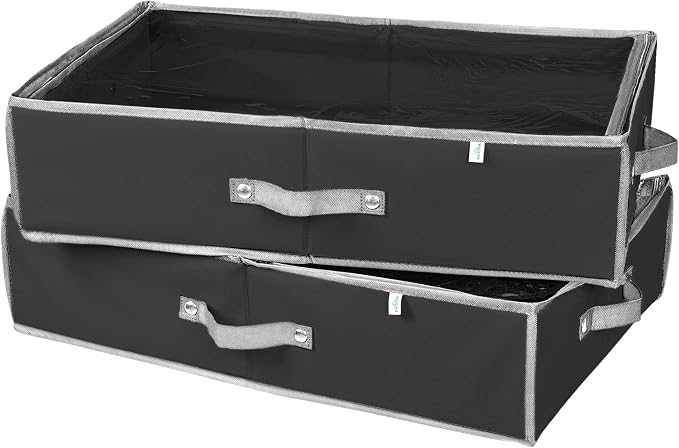 2 Pack Christmas Figures Storage Box | Each Holds 4 Holiday Figurines up to 16” | Adjustable Nutcracker Decor Ornament Storage Container | Xmas Decorations Accessories Boxes (Black)