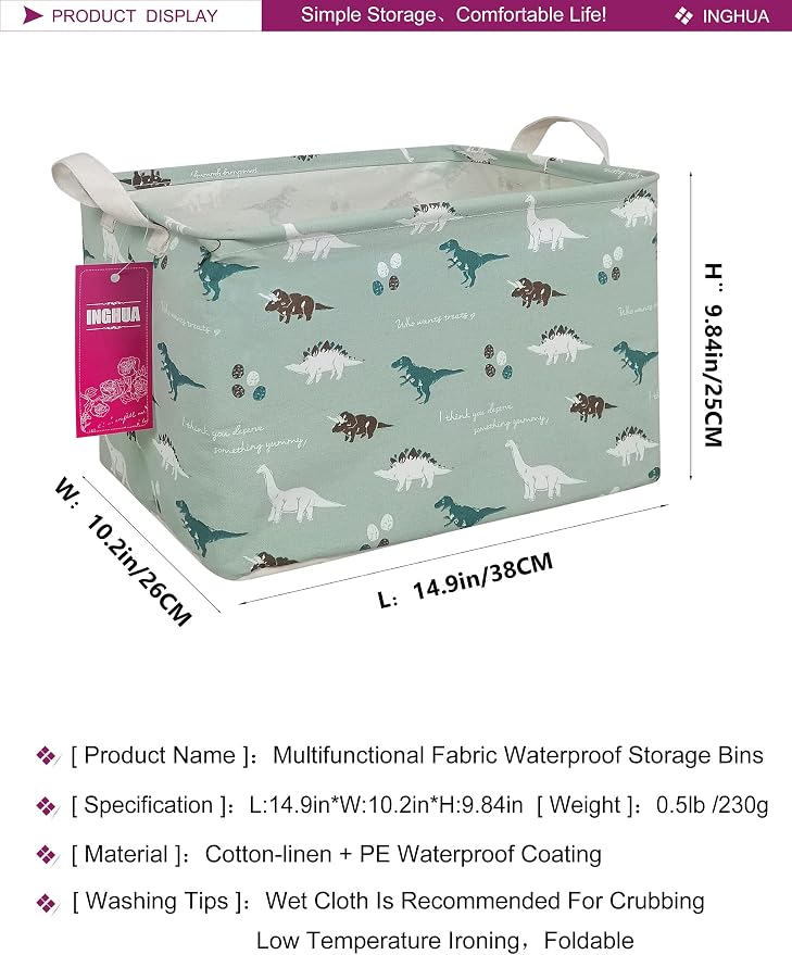 Rectangular Dinosaur Storage Basket | Gifts Bag for Toys,Books,Clothes,Gifts,Pets-Perfect for Home,Office,Nursery,Dorm,Shelf