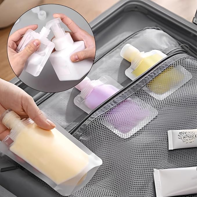 9Pcs 30/50/100ml Travel Size Toiletries with Small Funnel & Label | 9 Pcs 3 Sizes 30ml/50ml/100ml Travel Size Toiletries, Makeup Bag Travel Toiletry Bag for Women, Pouches for Toiletries