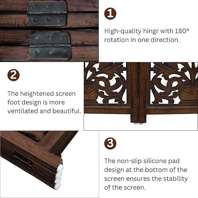 Lightnpro 4-Panel Wooden Dog Gate – 72 Inch Extra-Wide Foldable Freestanding Pet Barrier, Rustic Burnt Finish Indoor Safety Fence for Small Dogs & Puppies – 24x18 Inch Panels