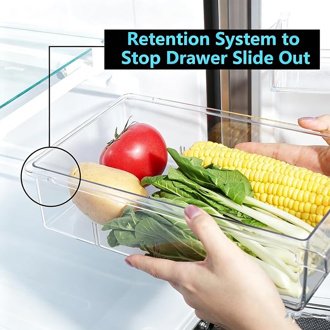2Pcs Refrigerator Organizer Bins Refrigerator Drawer Fridge Organizers | 2Packs Refrigerator Organizer Fridge Egg Drawer, Pull-out Fridge Storage Box Refrigerator Egg Drawer