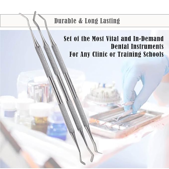 Professional Dental Tools Dental Picks Oral Care Kit, Stainless Steel Hygiene Kit Set with Tooth Scraper Tartar Scaler Tweezers Mouth Mirror for Personal & Pet Oral Care Use (Heidman Set of 3 Pcs)