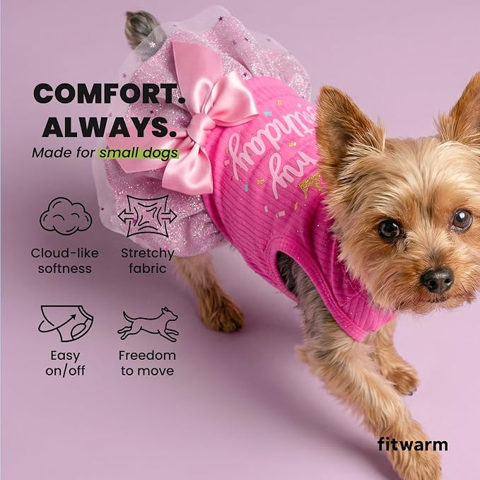 Fitwarm It's My Birthday Dog Dress, Dog Birthday Dress with Bowknot, Dog Clothes for Small Dog Girl, Funny Dog Clothes, Female Pet Outfit, Pink, Medium