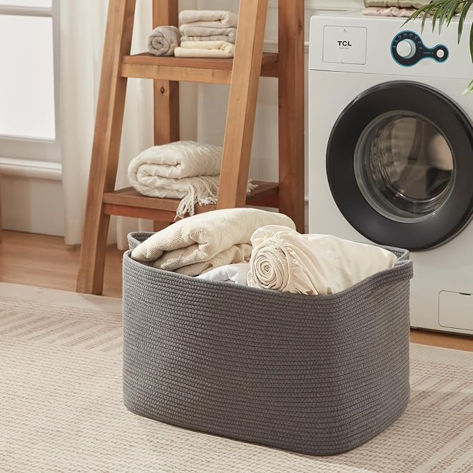 OIASKET 118L Extra Large Blanket Basket, 24.8" x 17.7" x 17.2" Woven Basket | Nursery Blanket Storage Living Room, Toy Storage with Handle, Large Storage Baskets for Organizing Toys, Dirty Clothes
