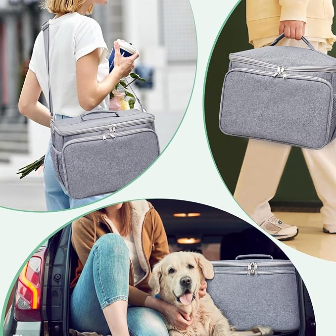 Home Storage Pet Grooming Gear Bag,Reinforced Carry Pouch, Multi Compartment Storage Solution, Mobile Cleaning Tool Organizer, Portable Utility Tote,Spacious Protective C