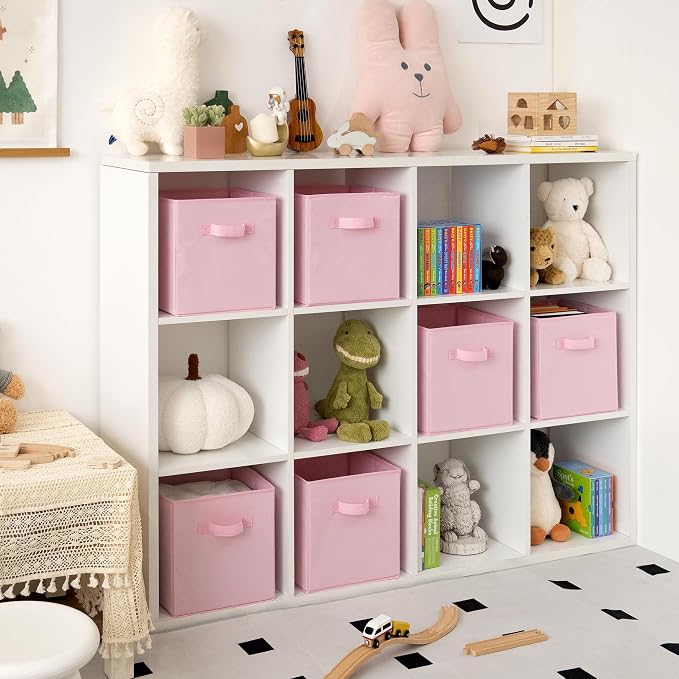 GRANNY SAYS 11 Inch Cube Storage Bins, 6-Pack Storage Cube Organizer, Pink | Collapsible Storage Boxes with Sturdy Handles, Decorative Baskets for Shelves, Closet, Organizing Toys, Clothes