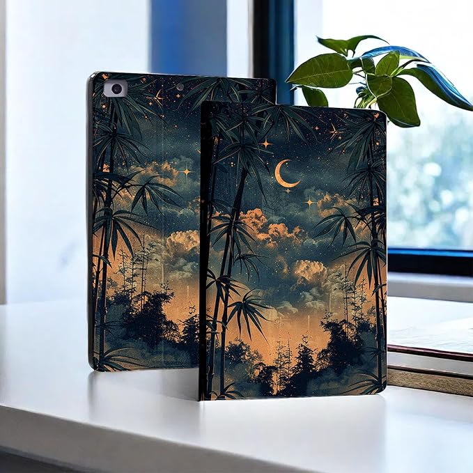 for Microsoft Surface Go 4/3/2/1-10.5" 2021 Tablet Case,Auto Wake/Sleep,Adjustable Stand Protective Cover - Starry Bamboo Night