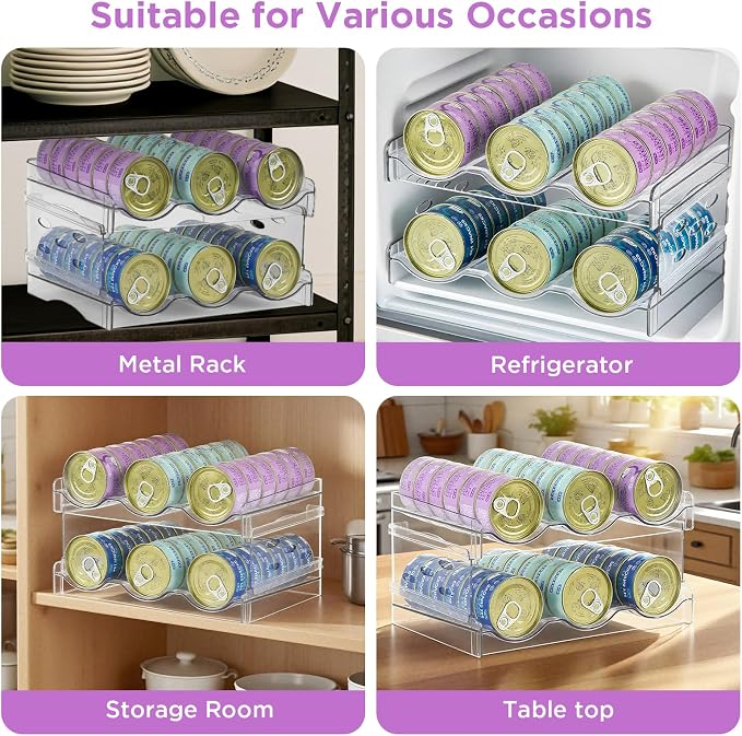 REFLYING Cat Food Can Organizer 3-Tier Holds 54 Cans 3.5oz Clear | Transparent 3-tier cat food can organizer,Holds 54 cans 3.5oz,Pantry countertop storage for kitchen cabinet organization