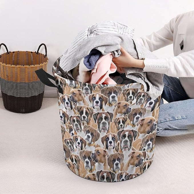 Boxer Dog Prints Laundry Basket, Boxer Dog Laundry Hamper, Collapsible Laundry Baskets Waterproof Dirty Clothes Storage Basket Bins For Bathroom Bedroom Decor, Boxer Dog Lover Gifts