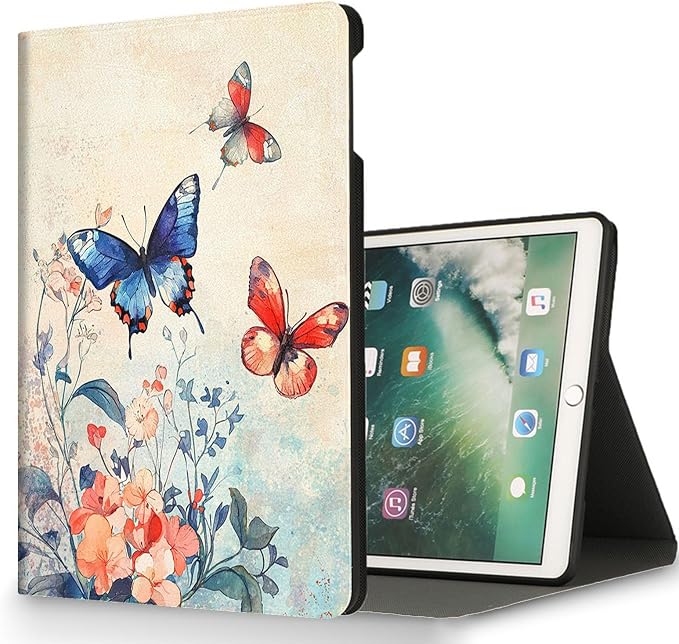for Microsoft Surface Pro 7 Plus,Surface Pro 7/6/5/4 12.3" Tablet Case,Auto Wake/Sleep,Adjustable Stand Protective Cover - Watercolor Butterfly Floral