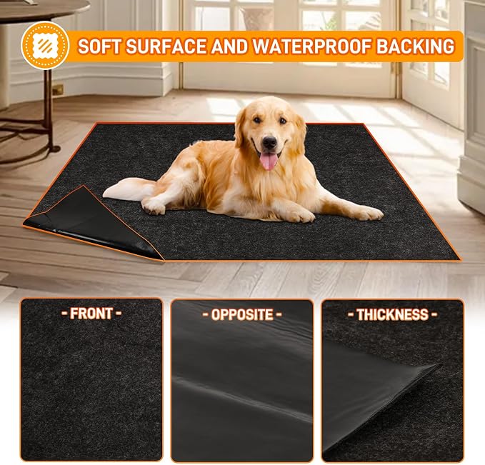 MODIGT Dog Crate Pad Liner, 29x48 Waterproof Washable Kennel Mat, Charcoal | washable and reusable, cuts easily, waterproof backing blocks leaks. Guards floors from pet urine, spills and stains