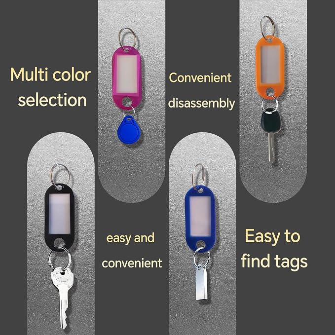 12 Pcs Plastic Key Tags with Labels and Ring Window, Single Color for Luggage, Pet ID, USB Drive (1 Color)
