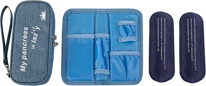 apollo walker Insulin Cooler Travel Case with Ice Packs and Insulation | TSA Approved Includes 2 x 90g ice packs for 9-hour cooling insulin pens & syringes for Diabetics to Carry (Light Blue)