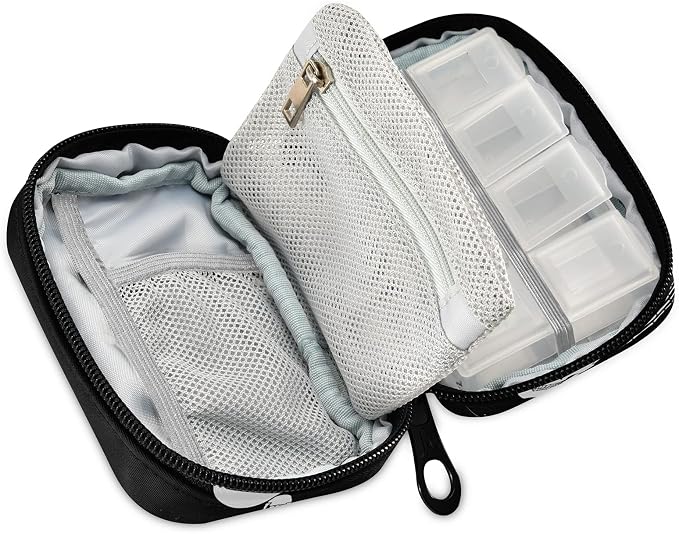 Halloween My Pill Box 7 Day Skull Pill Case Travel Pill Organizer Bag with Zipper Portable Weekly Case Compact Size for Vitamin Supplement Holder