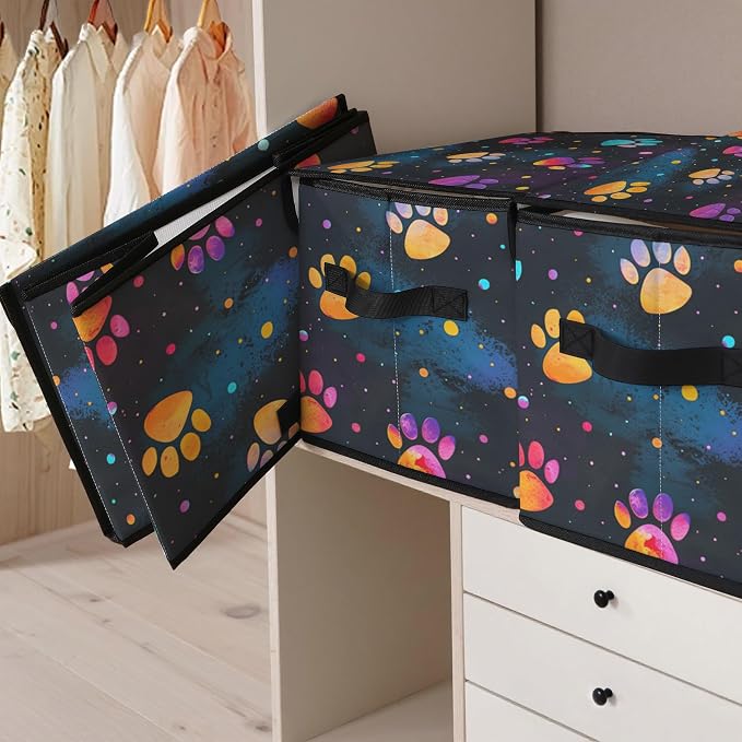 Stackable Clothes Storage Bins with Lids 3 Pack | Closet Organizers Fabric Box for Home and Office,Blanket Clothes Organizers,Under Bed Storage Containers