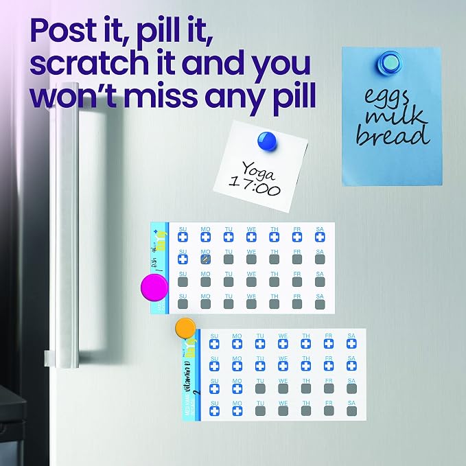 PILL IT DaYly Scratch Off Stickers, Daily Pill Reminder Medication Tracker, Pill Bottles Stickers, Portable Pill Tracker, Pill Organizer Alternative, Multi Dose, Kids, Pet, Travel, Prenatal Vitamins