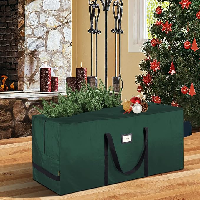 BALEINE 9 ft Christmas Tree Storage Bag, Heavy Duty Extra Large Artificial Christmas Tree Bag with Reinforced Handles and Dual Zippers Wide Opening (Green, 9 ft)