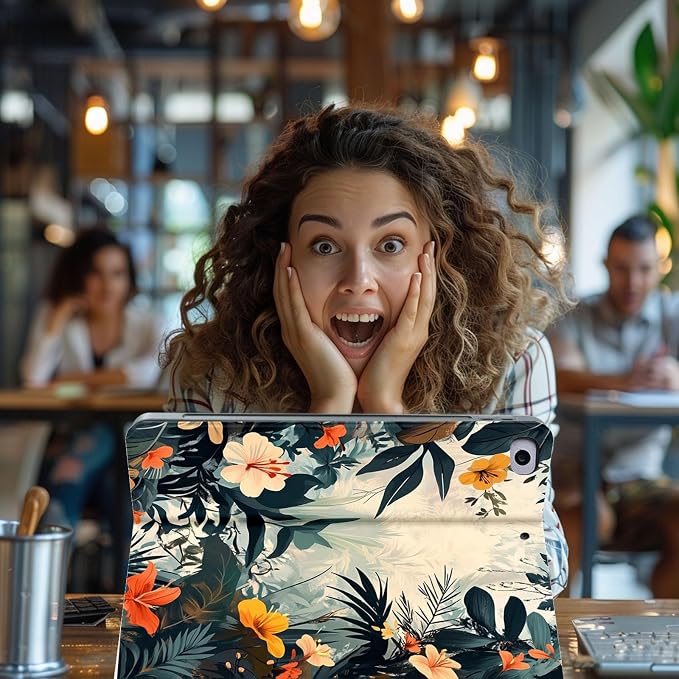 for Microsoft Surface Pro 7 Plus,Surface Pro 7/6/5/4 12.3" Tablet Case,Auto Wake/Sleep,Adjustable Stand Protective Cover - Tropical Plant