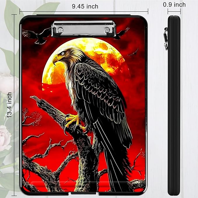 Red Sky Eagle A4 Clipboard with Storage Pen Holder, Clipboards Organizer Nursing Clipboard Foldable File Folder Plastic Clipboard Folio Clip Board for Office Students Classroom Doctor