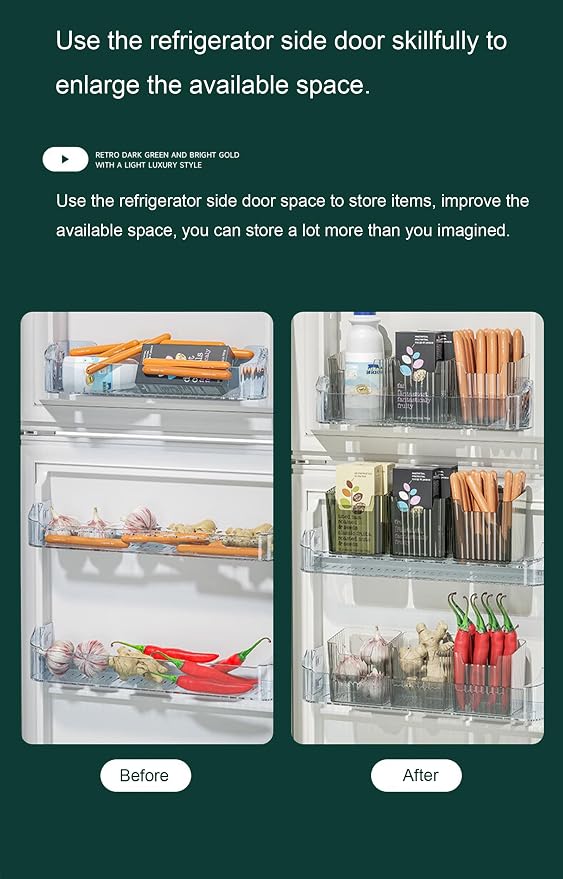 Lae Nuvole 2 Pack Adhesive Wall Storage Bins, Cabinet Door Organizer, Clear | 4 Adhesive Pads, No Drill, Renter Friendly, BPA-Free PET, Stackable; for Fridge, Kitchen, Bathroom, Countertops, Pantry